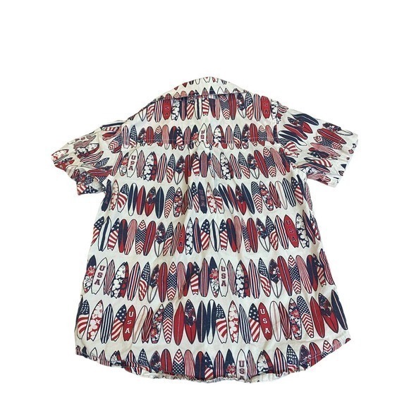 Childrens Place USA Surfboards Red White Blue‎ Button Down Short Sleeve Boy Sz 4 - Picture 5 of 5